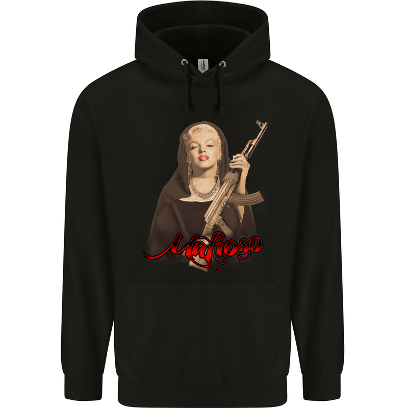 Marilyn Mafioso AK-47 Gangster Mafia Mens 80% Cotton Hoodie Black