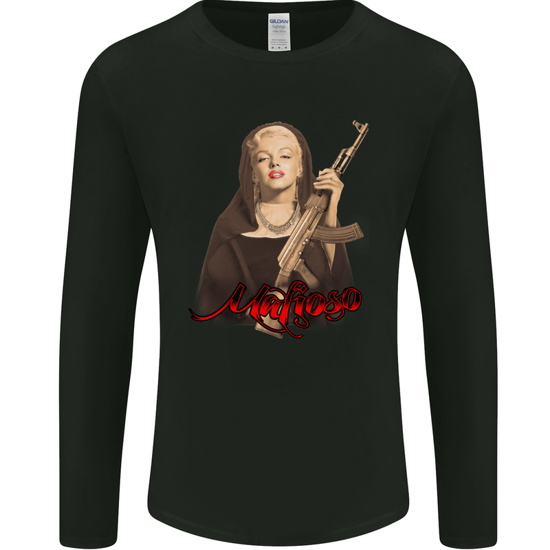 Marilyn Mafioso AK-47 Gangster Mafia Mens Long Sleeve T-Shirt Black
