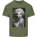 Marilyn Tattoo Mens Cotton T-Shirt Tee Top Military Green