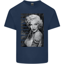 Marilyn Tattoo Mens Cotton T-Shirt Tee Top Navy Blue