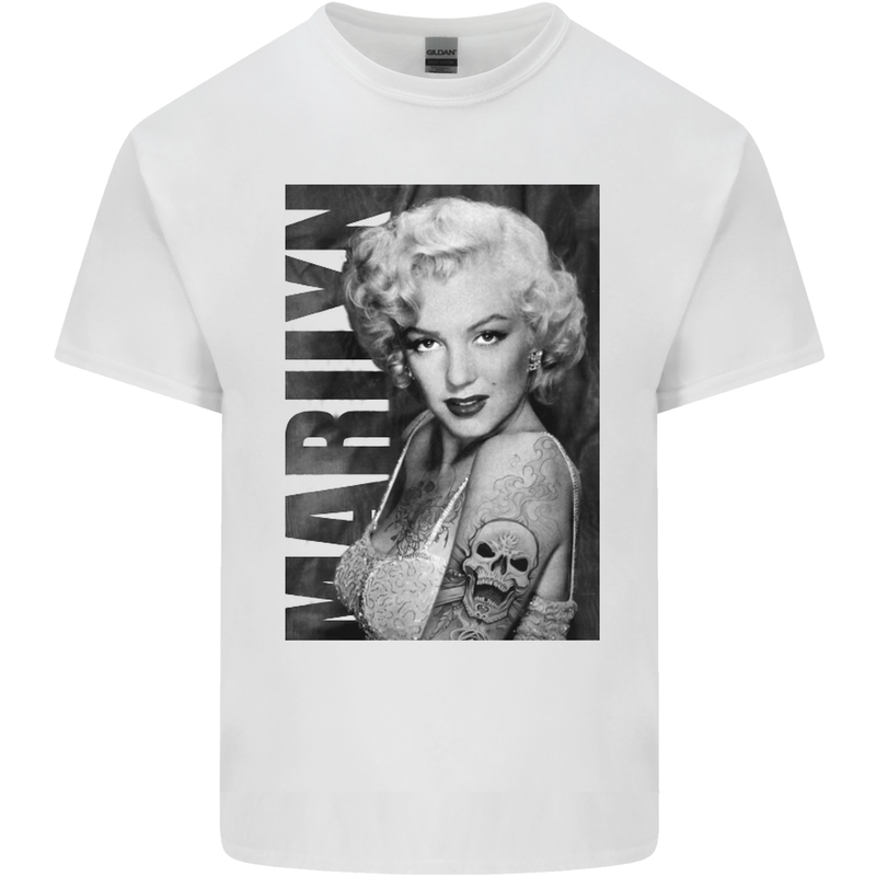 Marilyn Tattoo Mens Cotton T-Shirt Tee Top White