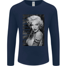 Marilyn Tattoo Mens Long Sleeve T-Shirt Navy Blue