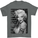 Marilyn Tattoo Mens T-Shirt Cotton Gildan Charcoal