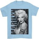 Marilyn Tattoo Mens T-Shirt Cotton Gildan Light Blue