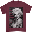 Marilyn Tattoo Mens T-Shirt Cotton Gildan Maroon
