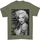 Marilyn Tattoo Mens T-Shirt Cotton Gildan Military Green