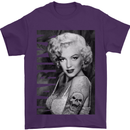 Marilyn Tattoo Mens T-Shirt Cotton Gildan Purple