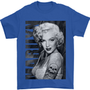 Marilyn Tattoo Mens T-Shirt Cotton Gildan Royal Blue