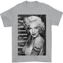 Marilyn Tattoo Mens T-Shirt Cotton Gildan Sports Grey