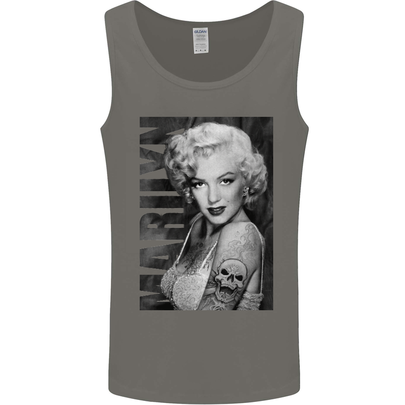 Marilyn Tattoo Mens Vest Tank Top Charcoal