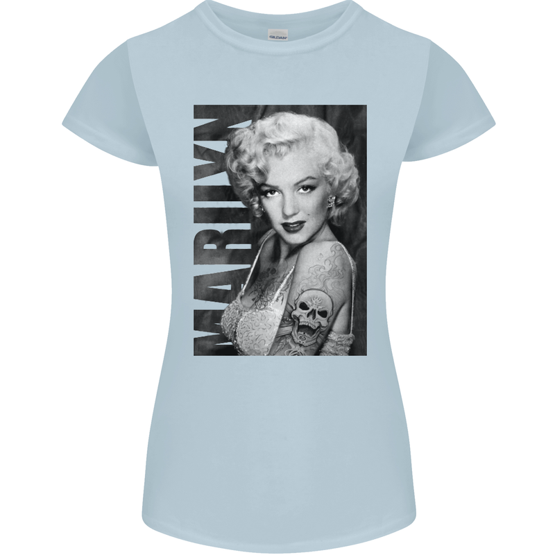 Marilyn Tattoo Womens Petite Cut T-Shirt Light Blue