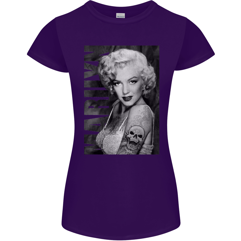 Marilyn Tattoo Womens Petite Cut T-Shirt Purple