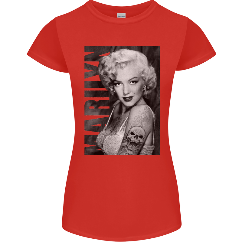 Marilyn Tattoo Womens Petite Cut T-Shirt Red