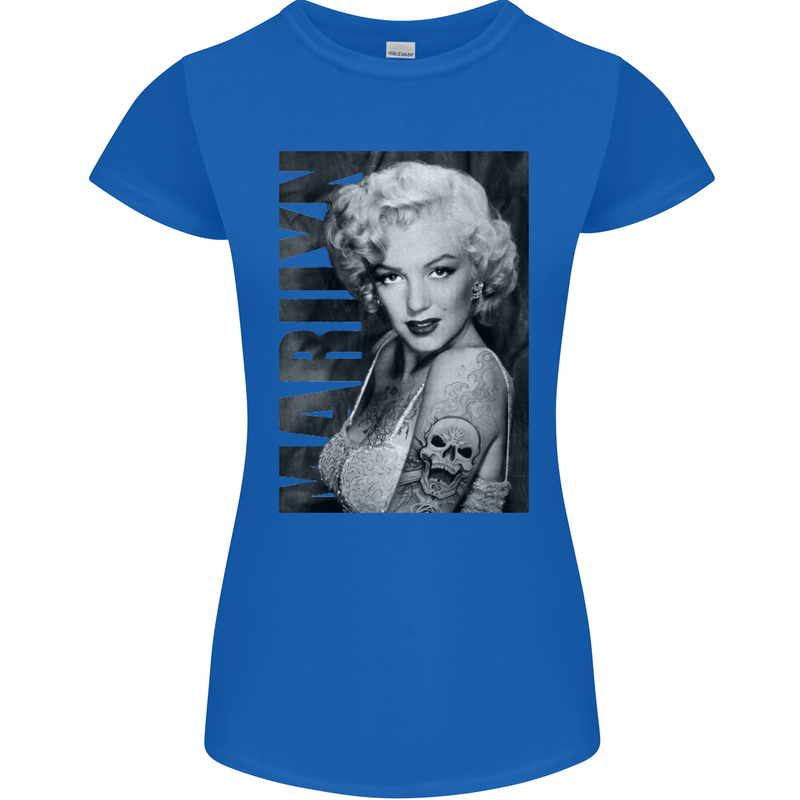 Marilyn Tattoo Womens Petite Cut T-Shirt Royal Blue