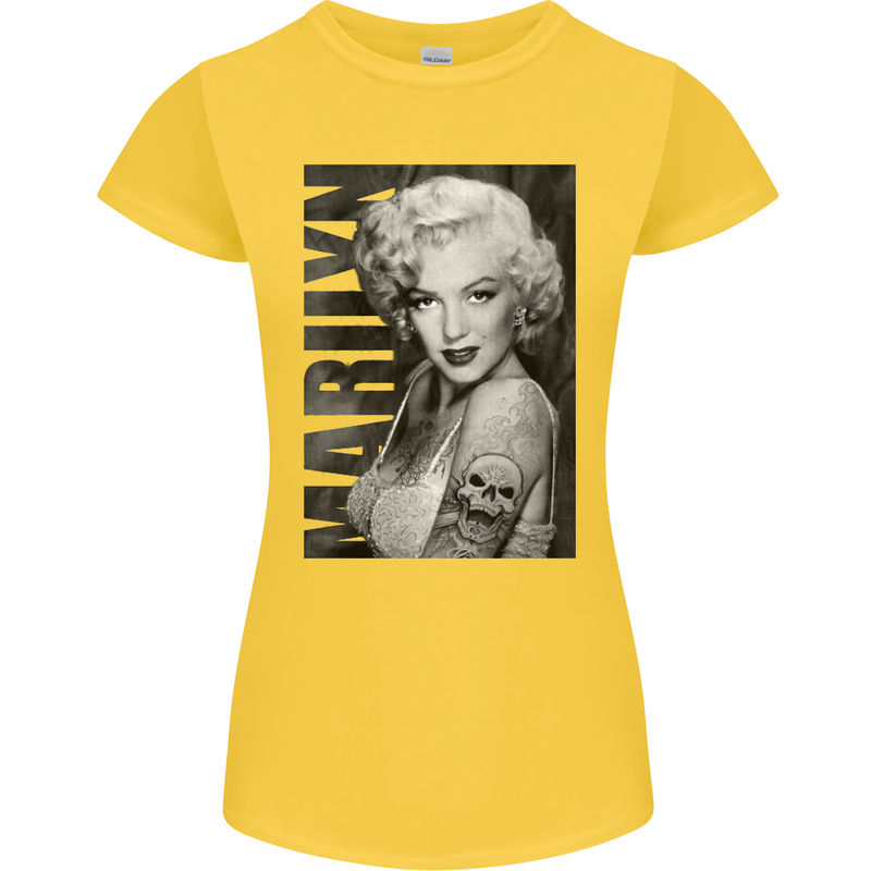 Marilyn Tattoo Womens Petite Cut T-Shirt Yellow