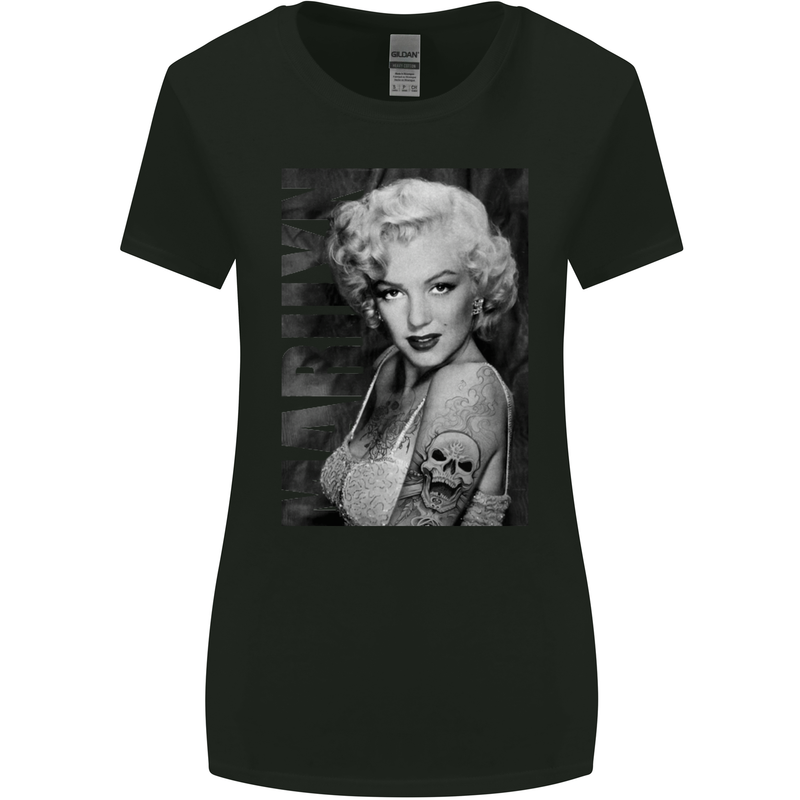 Marilyn Tattoo Womens Wider Cut T-Shirt Black