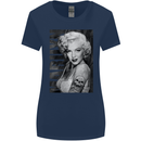 Marilyn Tattoo Womens Wider Cut T-Shirt Navy Blue