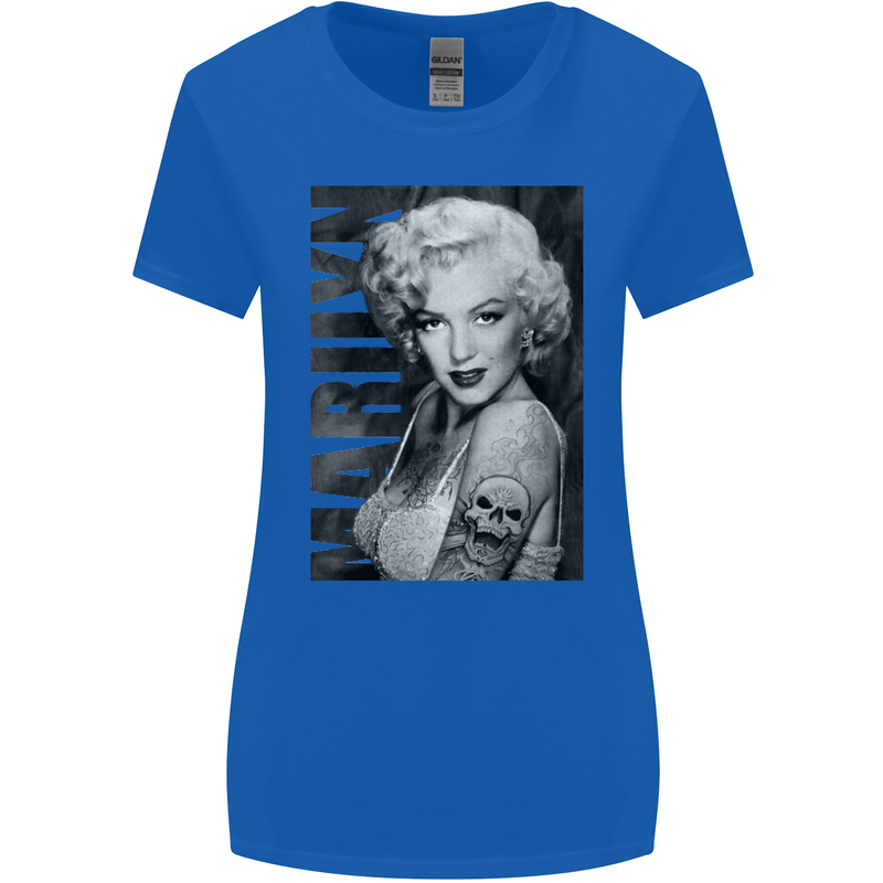 Marilyn Tattoo Womens Wider Cut T-Shirt Royal Blue