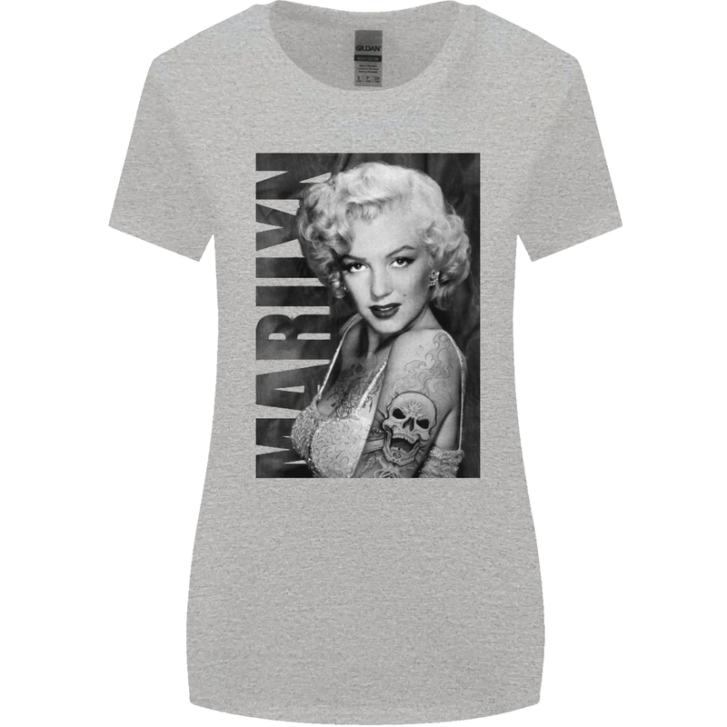 Marilyn Tattoo Womens Wider Cut T-Shirt Sports Grey