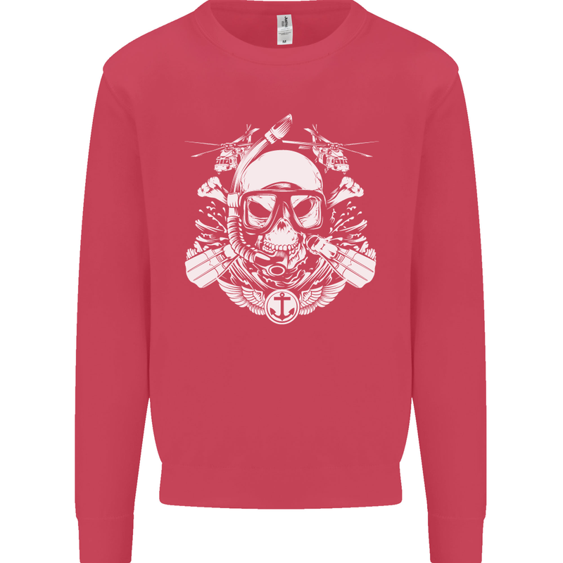 Marine Scuba Diver Navy Seals SBS Diving Kids Sweatshirt Jumper Heliconia