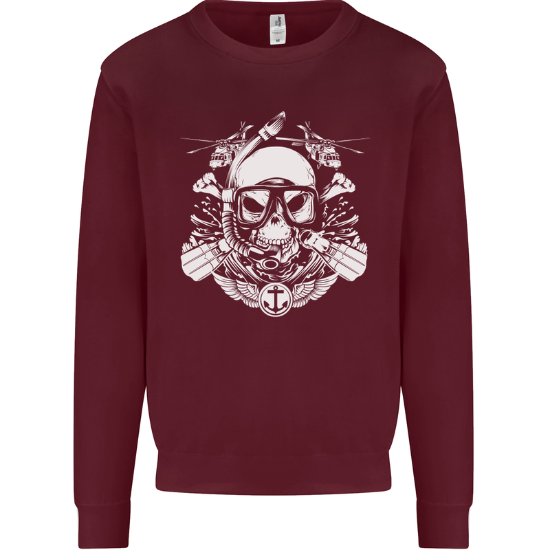 Marine Scuba Diver Navy Seals SBS Diving Kids Sweatshirt Jumper Maroon