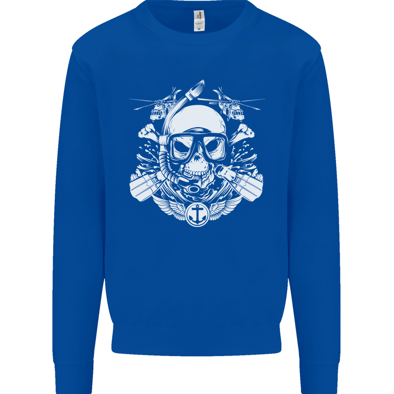 Marine Scuba Diver Navy Seals SBS Diving Kids Sweatshirt Jumper Royal Blue