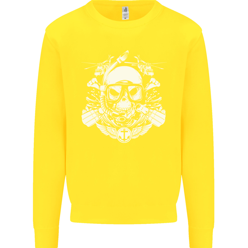 Marine Scuba Diver Navy Seals SBS Diving Kids Sweatshirt Jumper Yellow