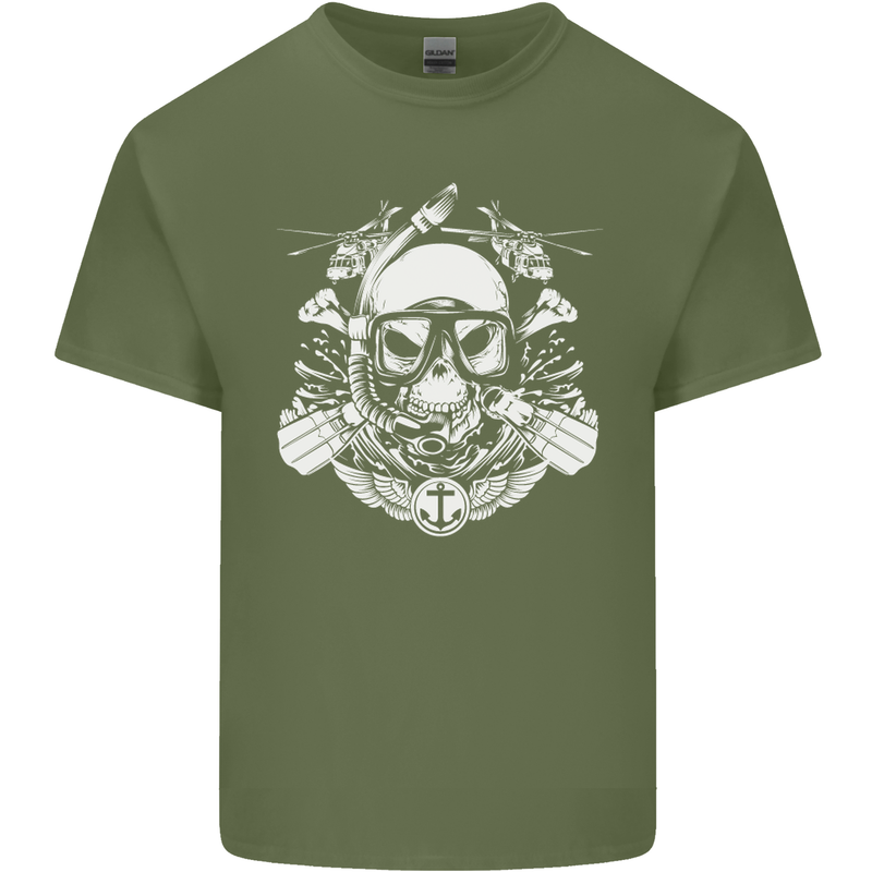 Marine Scuba Diver Navy Seals SBS Diving Mens Cotton T-Shirt Tee Top Military Green