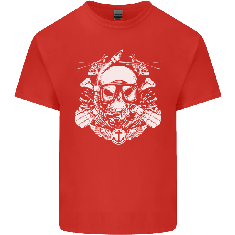 Marine Scuba Diver Navy Seals SBS Diving Mens Cotton T-Shirt Tee Top Red