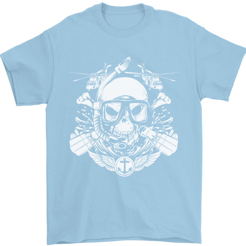 Marine Scuba Diver Navy Seals SBS Diving Mens T-Shirt Cotton Gildan Light Blue