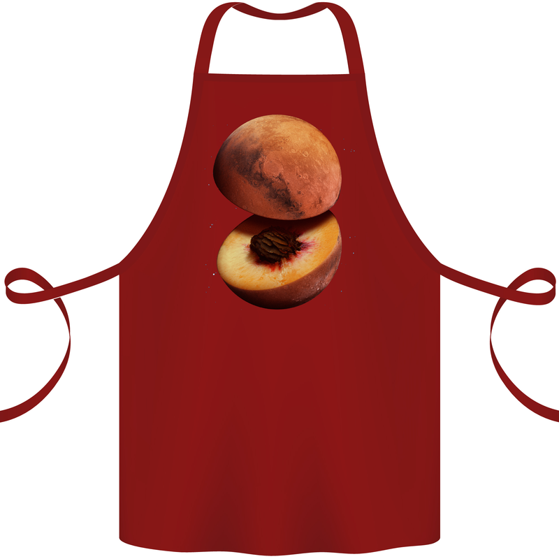 Mars Peach Space Planets Cosmos Cotton Apron 100% Organic Maroon