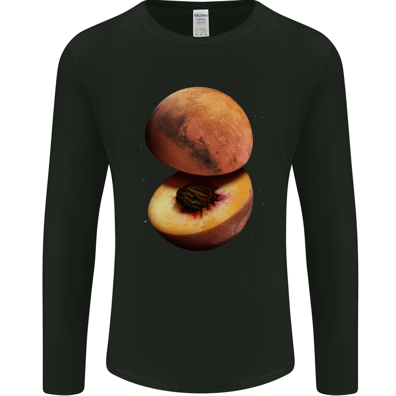 Mars Peach Space Planets Cosmos Mens Long Sleeve T-Shirt Black