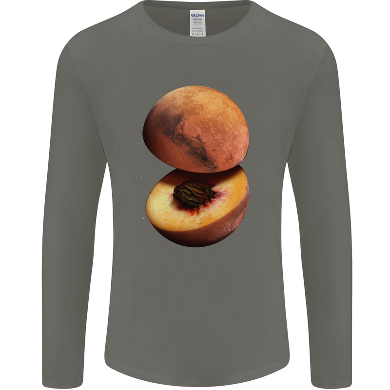 Mars Peach Space Planets Cosmos Mens Long Sleeve T-Shirt Charcoal