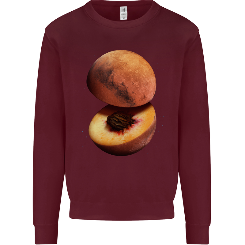 Mars Peach Space Planets Cosmos Mens Sweatshirt Jumper Maroon