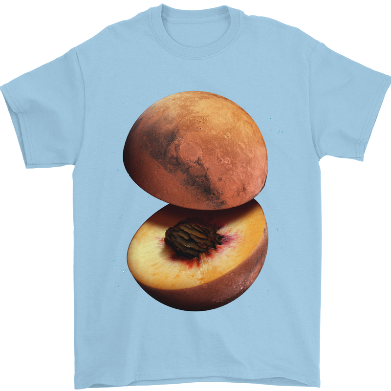 Mars Peach Space Planets Cosmos Mens T-Shirt Cotton Gildan Light Blue