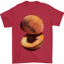 Mars Peach Space Planets Cosmos Mens T-Shirt Cotton Gildan Red