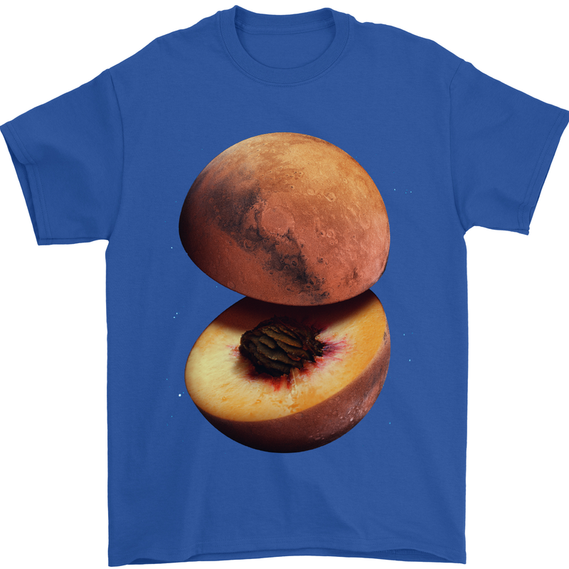 Mars Peach Space Planets Cosmos Mens T-Shirt Cotton Gildan Royal Blue