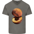 Mars Peach Space Planets Cosmos Mens V-Neck Cotton T-Shirt Charcoal