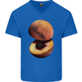 Mars Peach Space Planets Cosmos Mens V-Neck Cotton T-Shirt Royal Blue