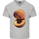 Mars Peach Space Planets Cosmos Mens V-Neck Cotton T-Shirt Sports Grey