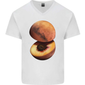 Mars Peach Space Planets Cosmos Mens V-Neck Cotton T-Shirt White