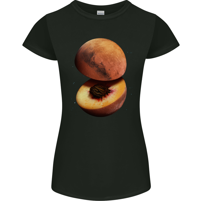 Mars Peach Space Planets Cosmos Womens Petite Cut T-Shirt Black