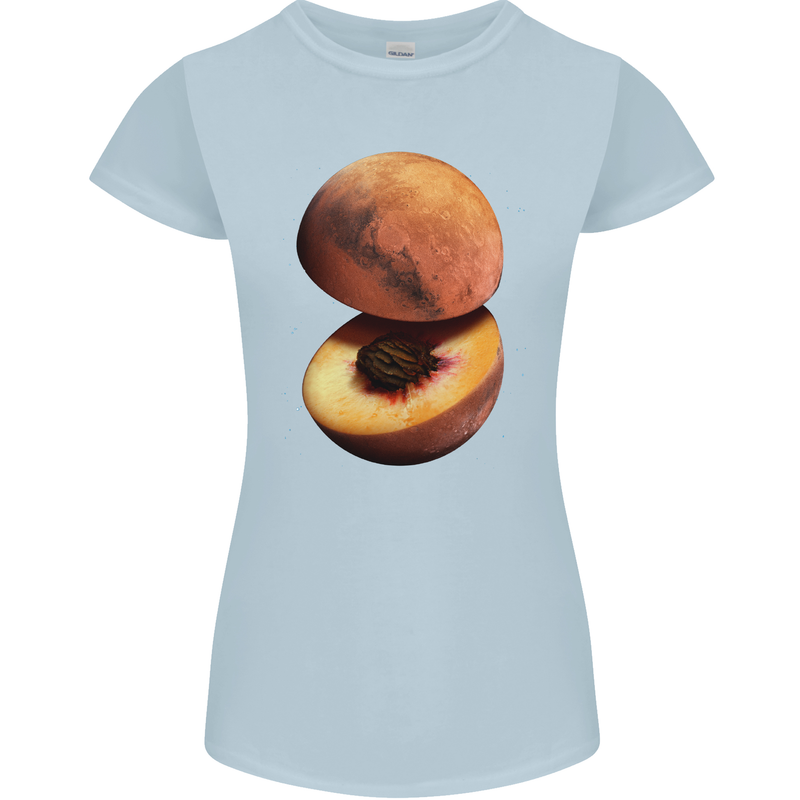 Mars Peach Space Planets Cosmos Womens Petite Cut T-Shirt Light Blue
