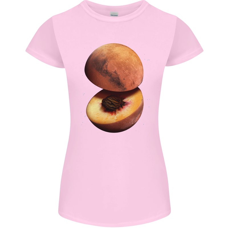 Mars Peach Space Planets Cosmos Womens Petite Cut T-Shirt Light Pink
