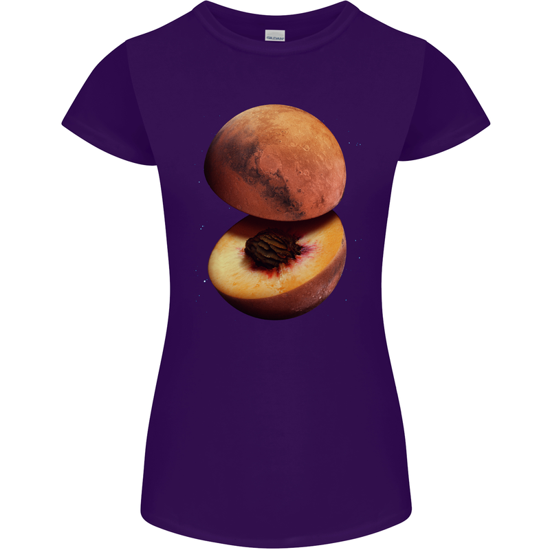 Mars Peach Space Planets Cosmos Womens Petite Cut T-Shirt Purple