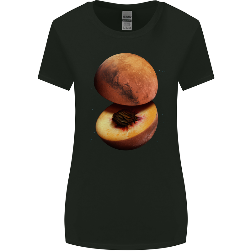 Mars Peach Space Planets Cosmos Womens Wider Cut T-Shirt Black