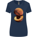 Mars Peach Space Planets Cosmos Womens Wider Cut T-Shirt Navy Blue