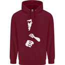 Martial Arts Silhouette MMA Jeet Kune Do Childrens Kids Hoodie Maroon