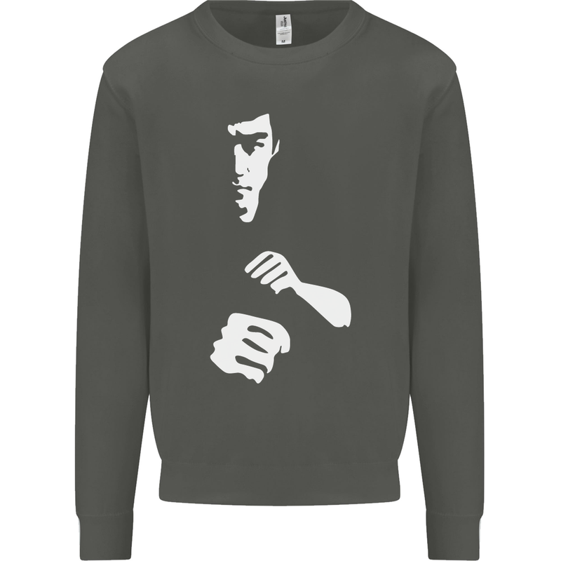 Martial Arts Silhouette MMA Jeet Kune Do Kids Sweatshirt Jumper Storm Grey