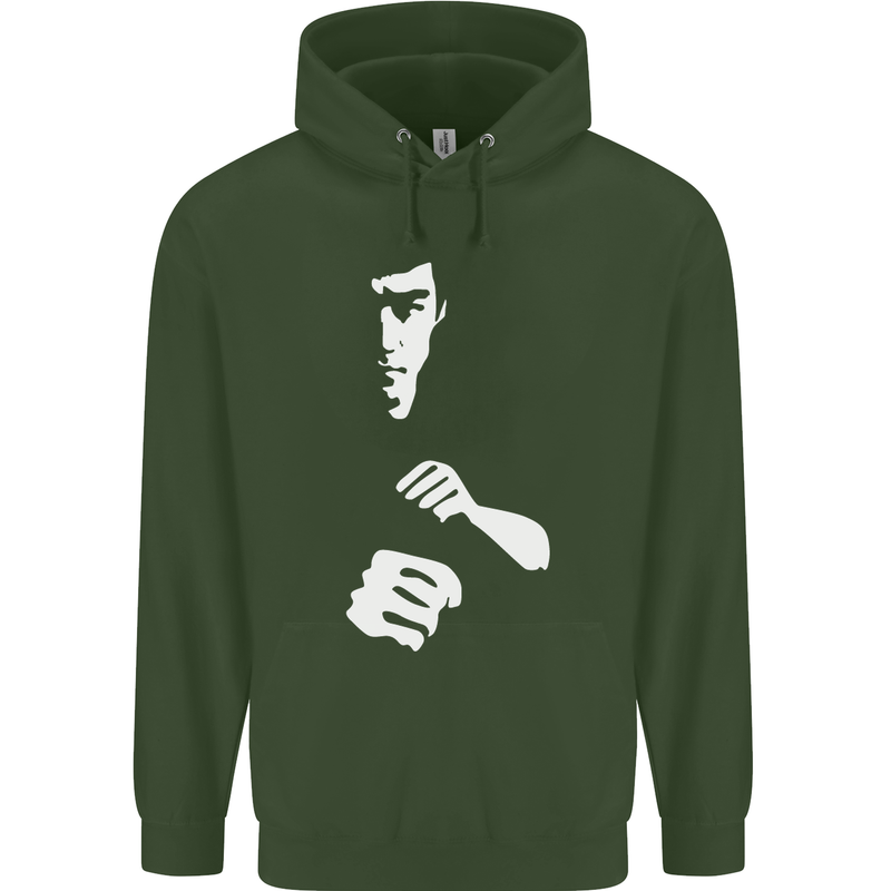 Martial Arts Silhouette MMA Jeet Kune Do Mens 80% Cotton Hoodie Forest Green